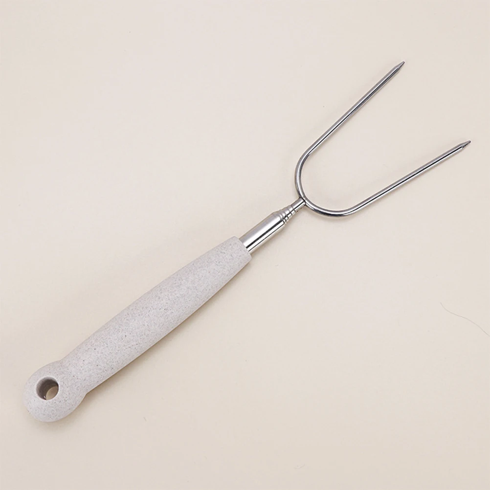 

2PCS Stainless Steel BBQ Forks Durable Telescopic Camping Tools Flexible Grey Barbecue Accessories Sausage HotDog Veggie Fruit