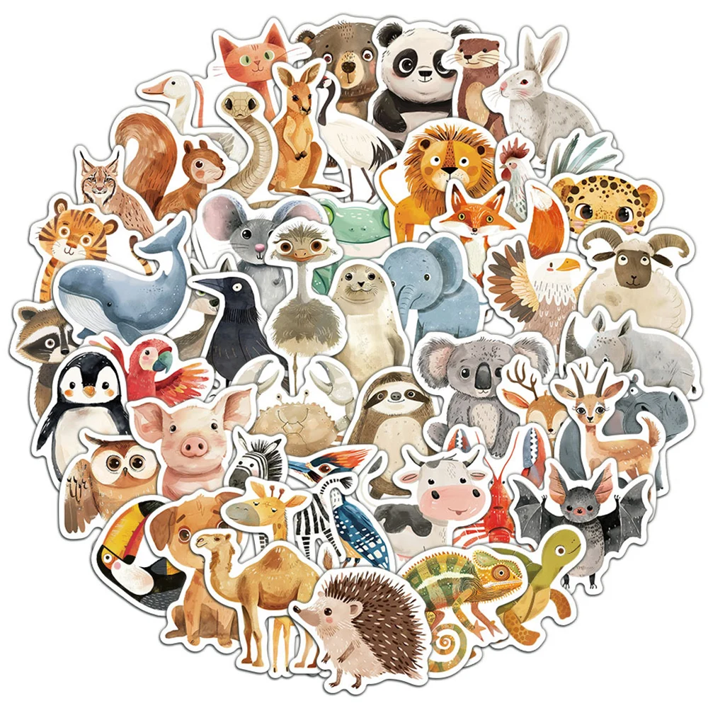 

10/30/50pcs Painting Animals Aesthetic Cartoon Stickers Cute Kid Girl Graffiti Motorcycle Suitcase Guitar Waterproof Decals Toys