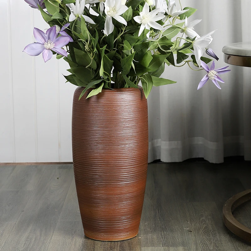 Large Size Ceramic Floor Vase Floral Decorative Simple Style Home Decoration  Flower Water Cultivation Living Room Hotel...