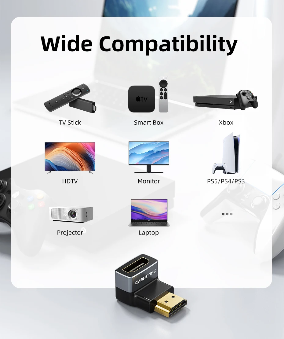 CABLETIME 8K HDMI Adapter Stecker auf Buchse Konverter Adapter UHD2.1 Unterstützung 8K HDMI 2.1 4K 120Hz 48Gbps für HDTV Laptop PS5 – Detail 8