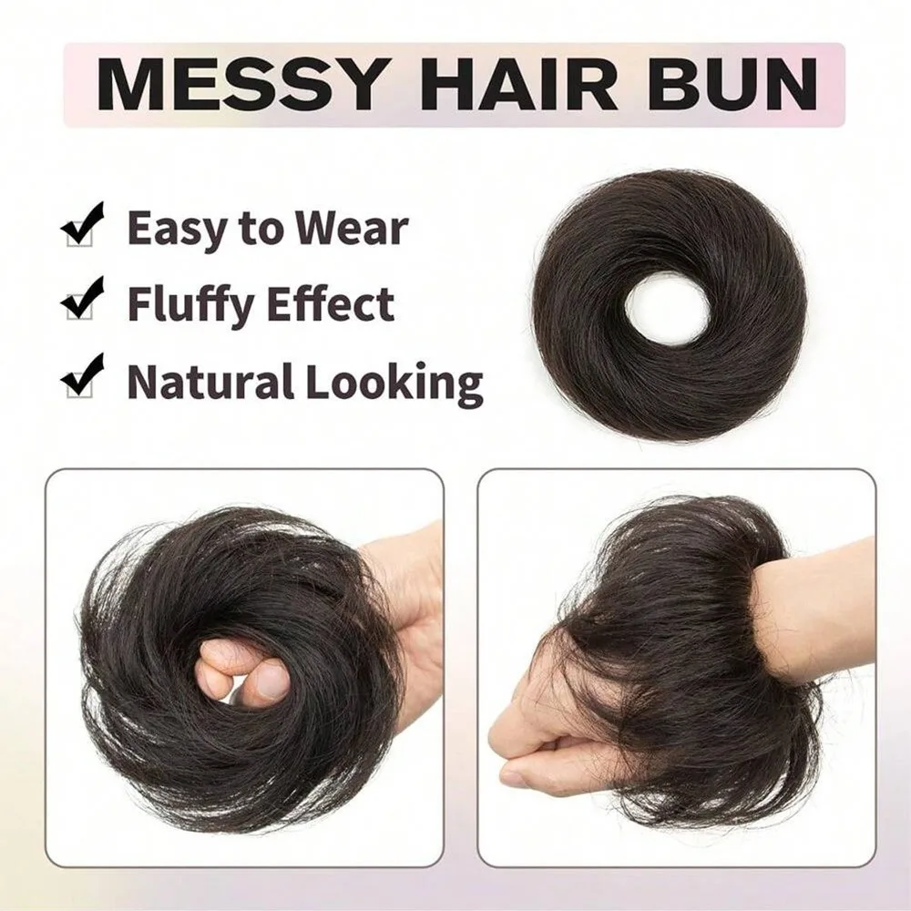 Durability Fluffy Messy Bun Scrunchies Straight Hair Golden Brown Hair Bun Synthetic Elastic Hair Extension Updo Hairstyle