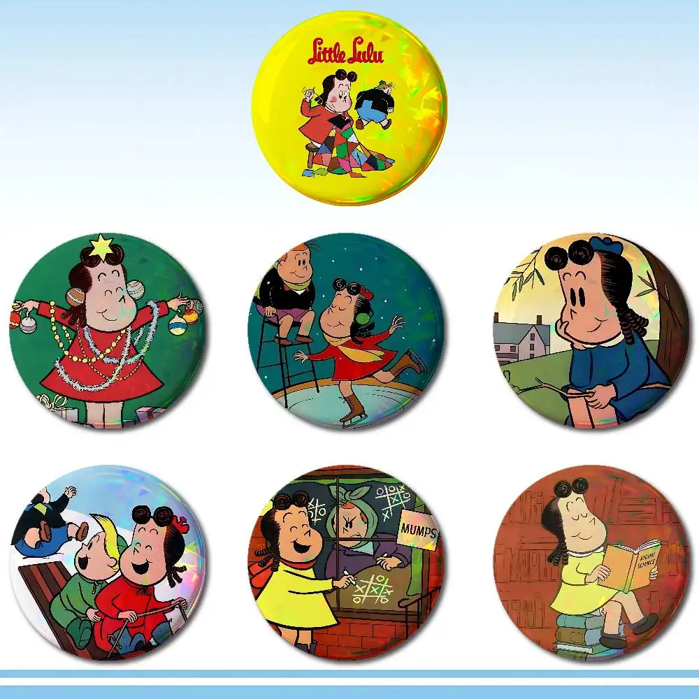 L-Little L-Lulu Cute Badges Tinplate Soft Button Pin Brooch Metal Badge Custom Jewelry Accessories Hat Bag Lapel