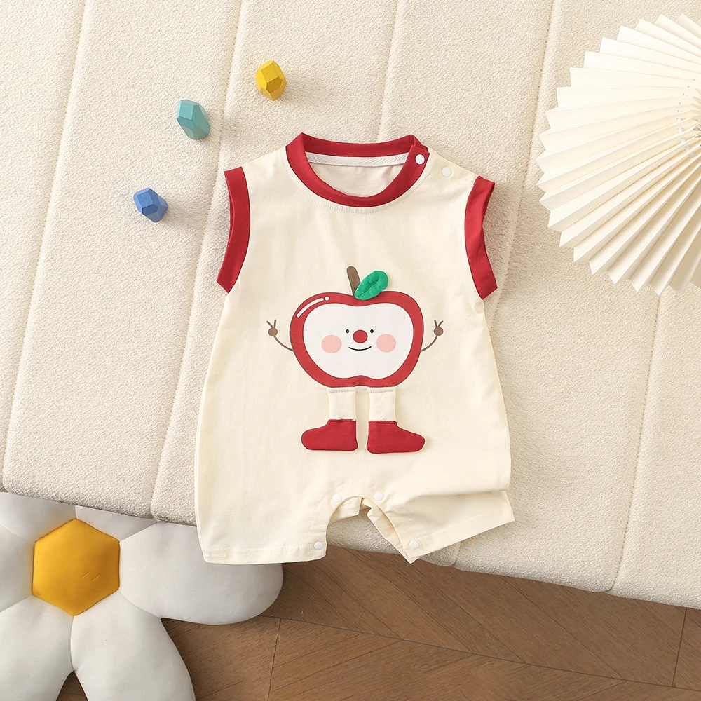 Newborn Baby Summer Thin‑fabric Short Sleeve Romper, Cute Infant Jumpsuit, Breathable Sweat‑Absorbent for Baby Boys Girls