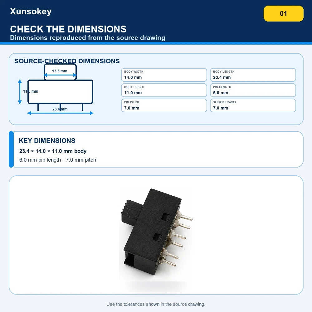 DSE‑2213 DSE‑2210 Hong Kong Type 10A 250V Sharp Pin 2‑Position 6‑Pin Double Row Slide Toggle Power Switch