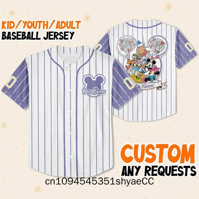 

Personalize Disney Trip, Custom Name Disney Kid Adult Toddler Jersey, Mickey and Friends Gift For Baseball Fans, Disneyland Trip