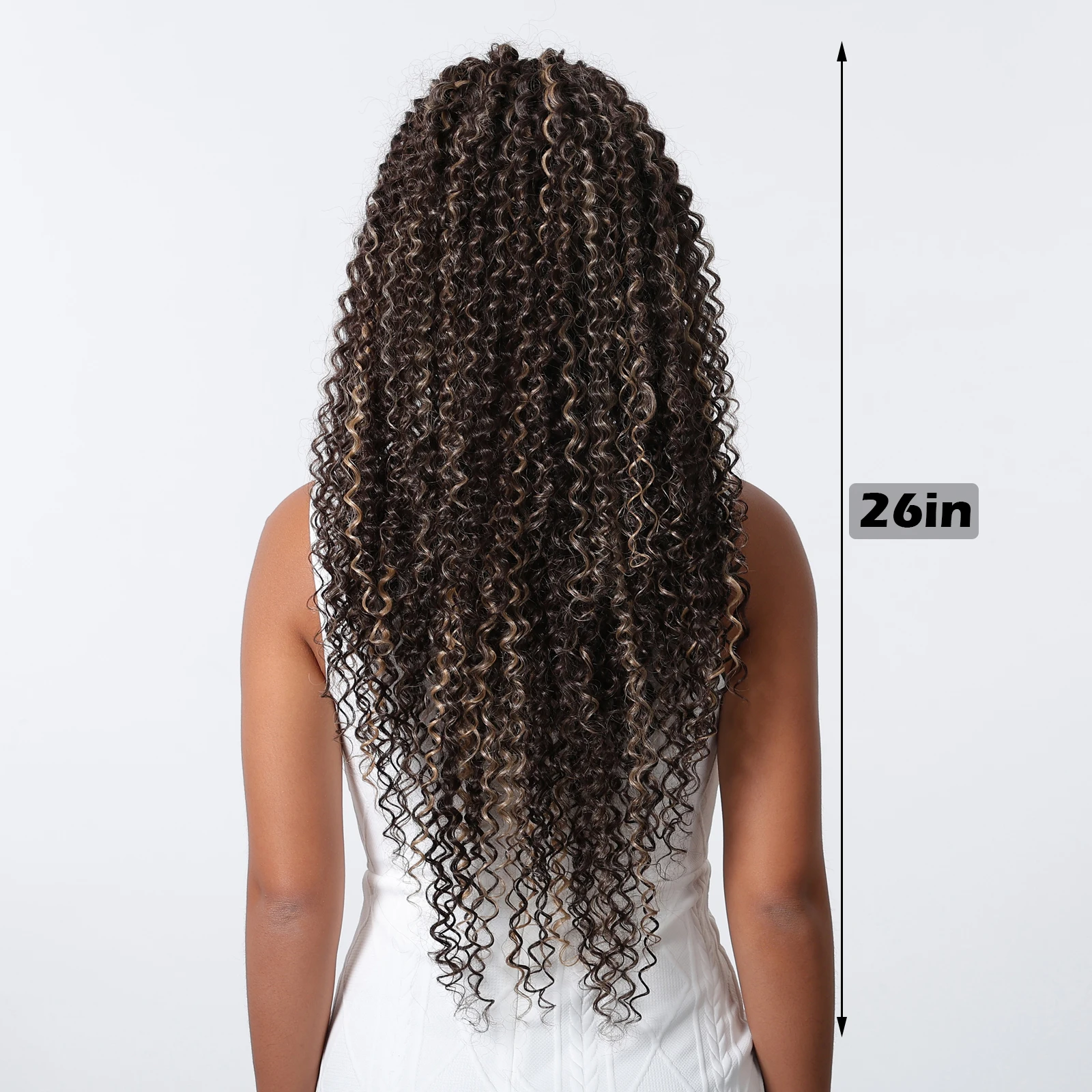 Kinky Curly Wave Lace Front Synthetic Wigs for Balck Women Brown Mixed Blonde Lace Hair Wig Heat Resistant for Daily Cosplay