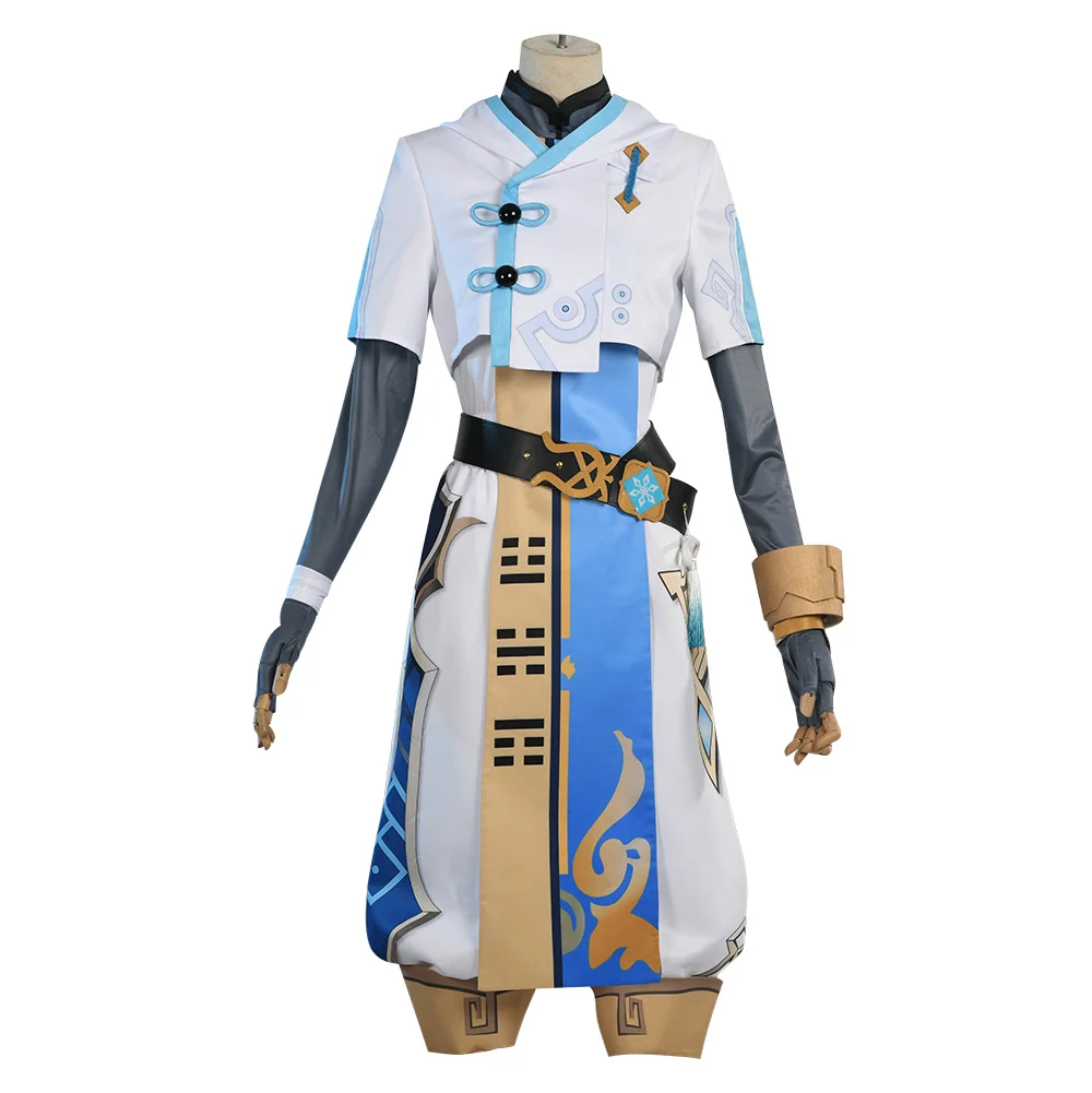 

Project Kinsen New Game Genshin Impact Cosplay Costume ChongYun Cosplay Clothes Tops Pants Gloves Anime Accessories Set