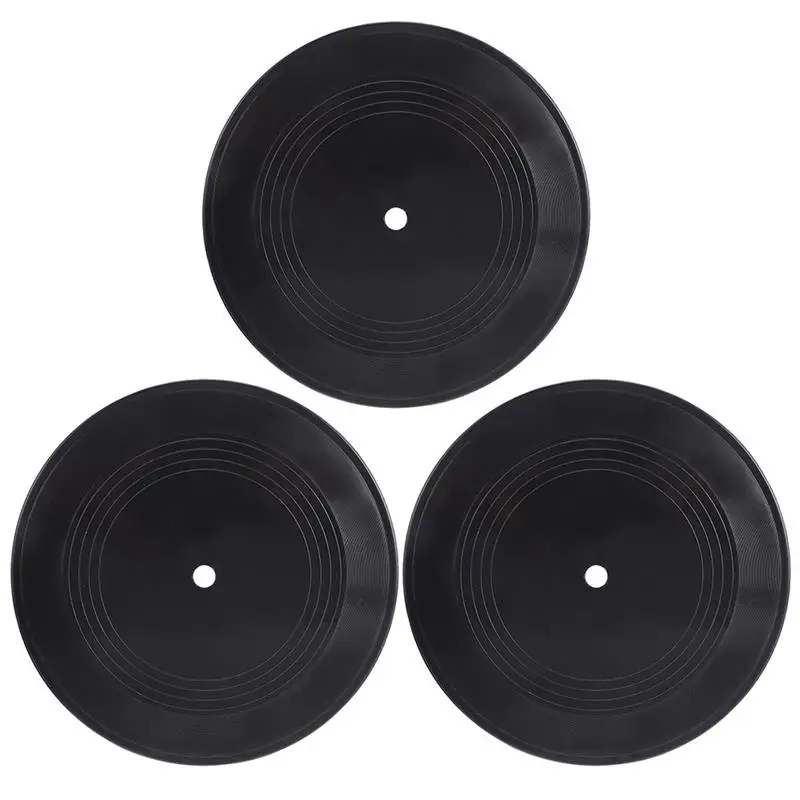 3 ชิ้นบันทึกไวนิลตกแต่ง Retro Blank Records Coasters เพลงชุดสําหรับเครื่องดื่มผู้เล่นผู้ถือ Disk Coaster แก้ว Pad Mat