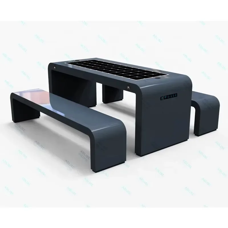 Беспроводное USB-зарядное устройство для телефона, уличный набор на солнечной энергии, умная металлическая скамейка, прочный стальной материал