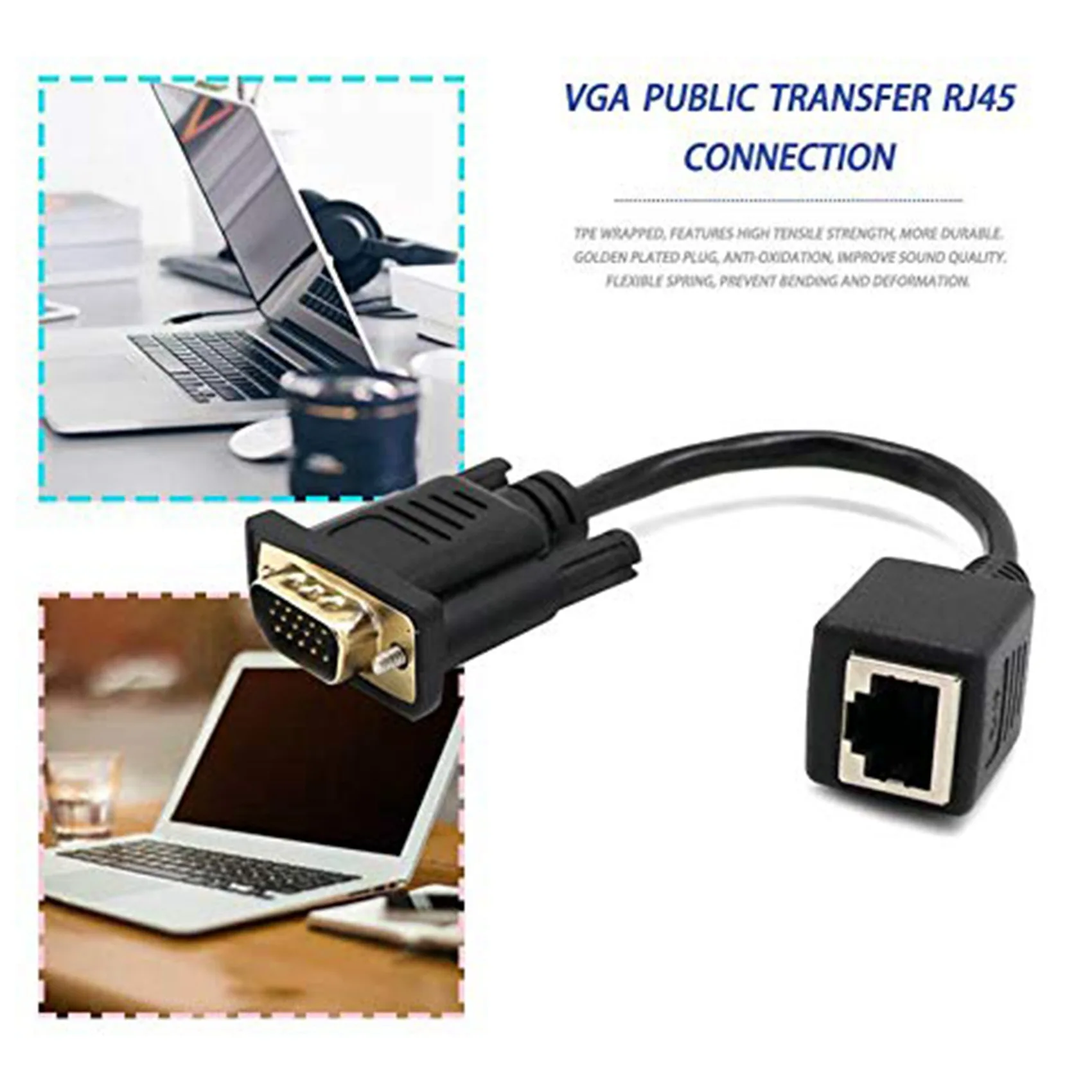 สายเคเบิลอะแดปเตอร์เชื่อมต่อกับสายเคเบิลเครือข่าย VGA เป็น RJ45ไปยังช่องเสียบสายเคเบิลเครือข่าย VGA Extender