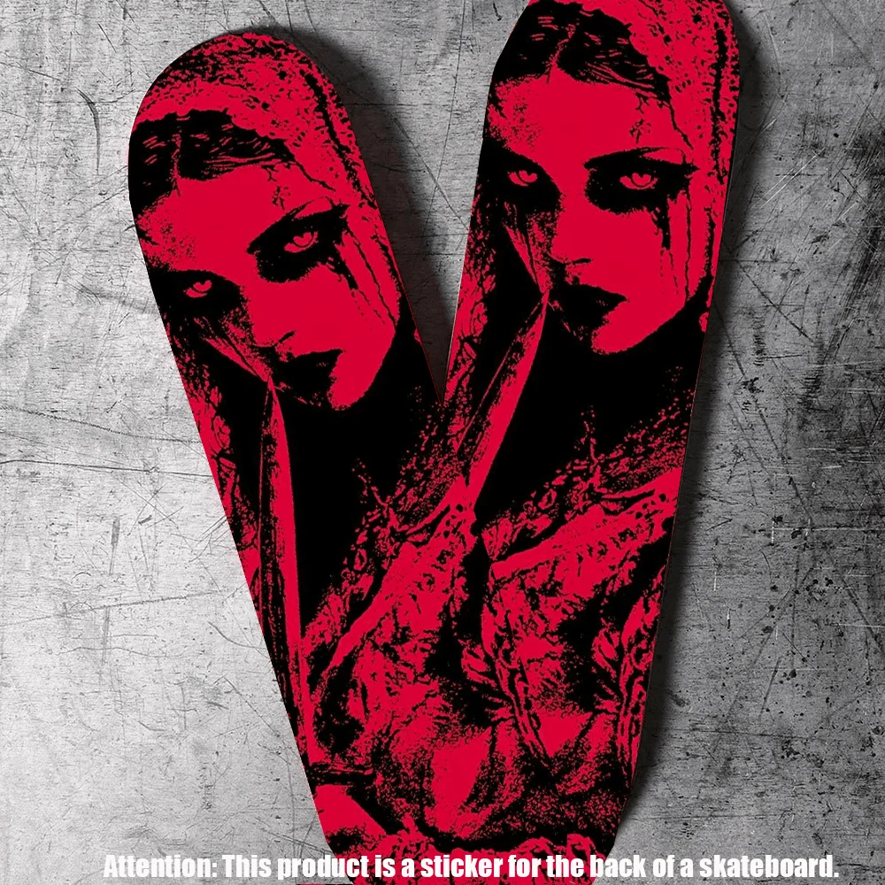 

1 Pcs 9×33 Inch Trendy Street Dark Gothic Style Picture Skateboard Back Sticker - Self Adhesive PVC Decorative Sticker