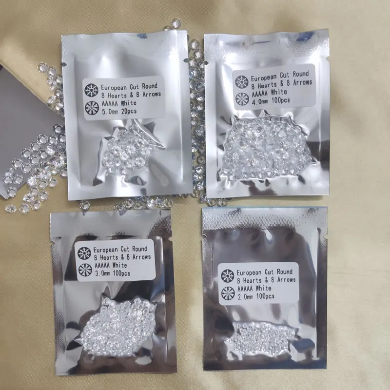5pcs/bag～100pcs/bag 1.0mm～12mm AAAAA High Quality Zircon Round White Cubic Zirconia Stones Beads For Jewelry Making DIY