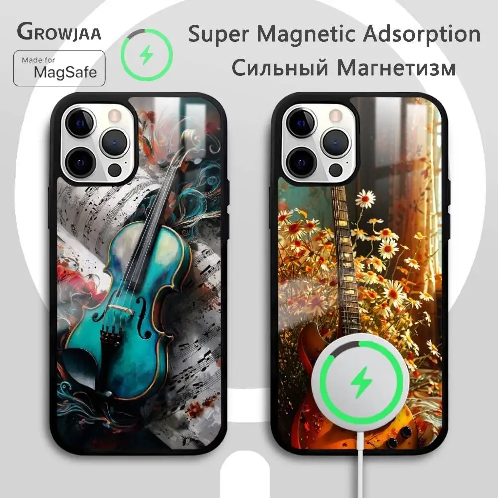 

Music Score Musical Violin Guitar phone case for iPhone 17 16 15 14 13 12 11 Pro Max Plus Mini Magsafe Magnetic Wireless Mirror