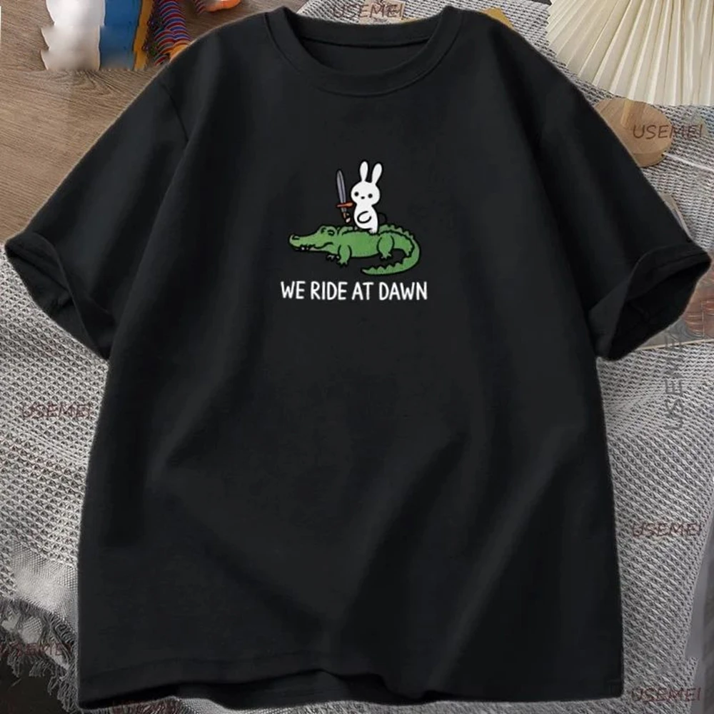 Danqiyoyo New Arrival Short Sleeved Round Neck Y2k Tshirt men Clothing Bunny and Alligator Printed 27309