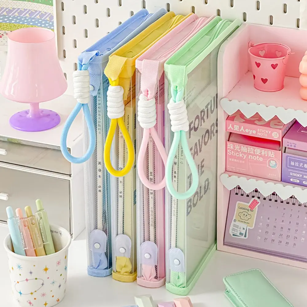 

with Clipboard A4 Folder Writing Pad With Zipper File Folder Bag Transparent Handle Stationery Organizer Pouch Students