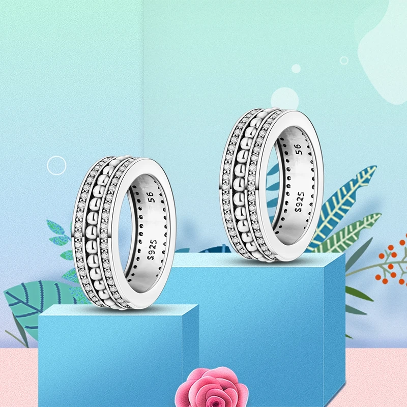 925 anéis de zircão para mulheres, jóias de noivado e casamento fashion, 100% prata, coração e estrela, floco de neve, coração rosa