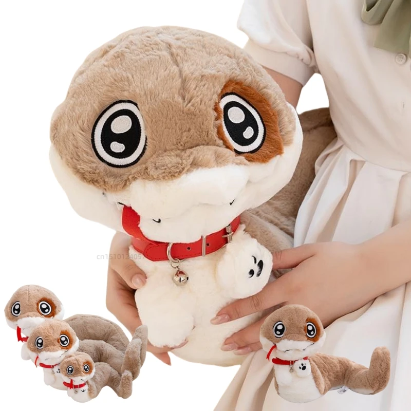 Cartoon Snake Dog Plush DollS Collar Bell Fun Home Animals Decor Baby Comfort Doll Super Soft Girls Birthday Christmas Gifts