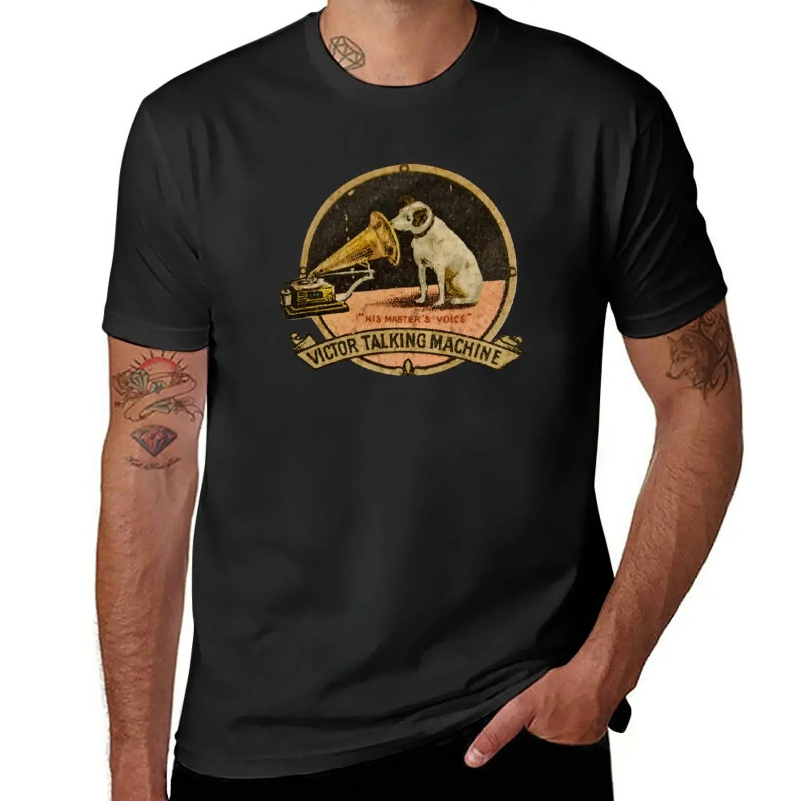 His Master's Voice Victor Talking Machine Vintage T-Shirt blacks street wear for a boy mens t shirts pack