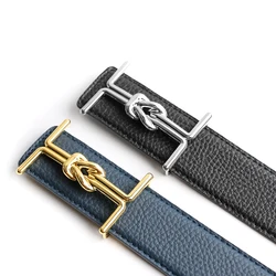 Ceinture à boucle ardillon en cuir véritable pour hommes et femmes, marque de luxe, de bonne qualité, pour robe en jean, style gothique occidental