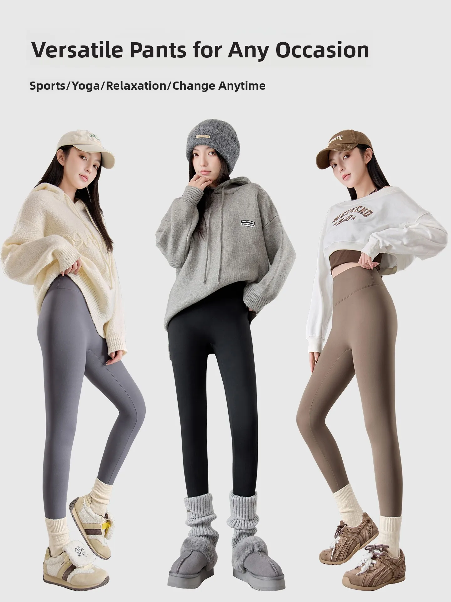 Pantaloni da yoga foderati in fce a vita alta da donna Pantaloni slim fit con controllo della pancia Autunno Inverno Pantaloni in pelle di arca Pantaloni lunghi casual a vita alta