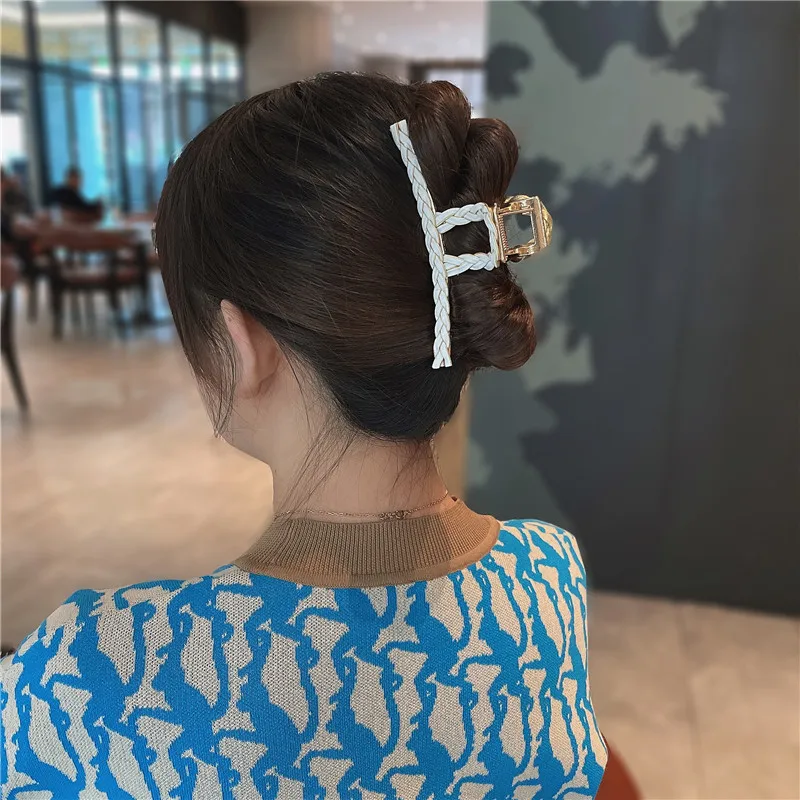 قطعة واحدة من مشبك الشعر المعدني، أغطية الرأس الكورية الكبيرة، مشبك شعر أنيق، مشبك سمك القرش، مشبك شعر في الجزء الخلفي من الرأس