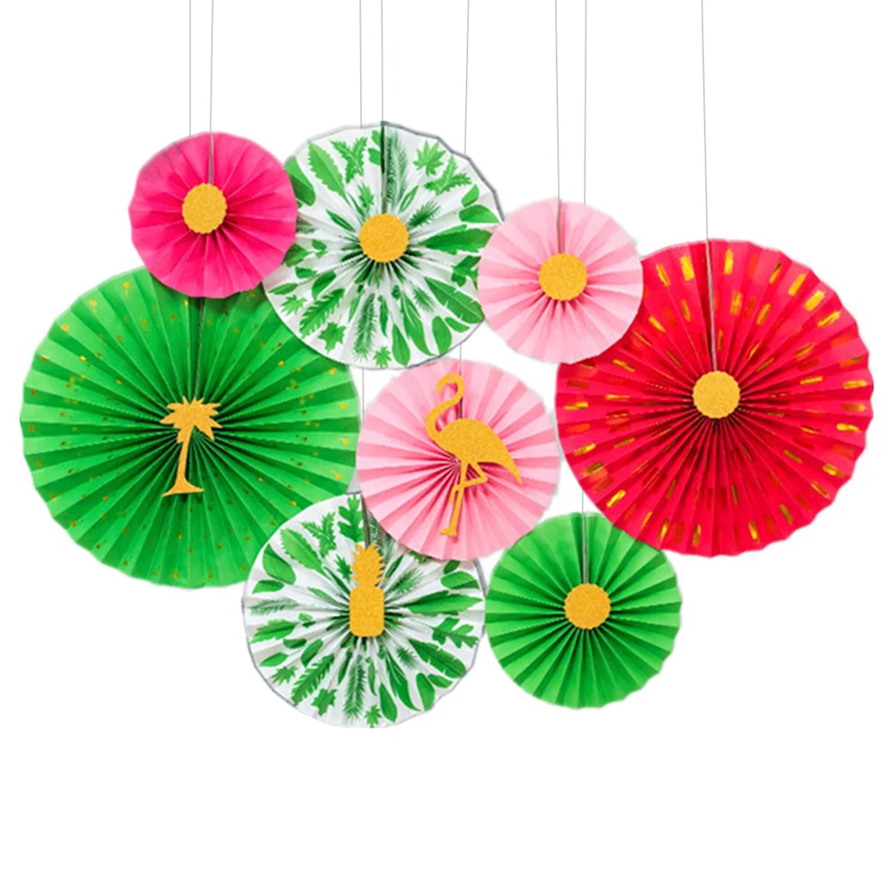 

8pcs Fan Flower For Party Fan Flower Decoration Unique Color Pattern Wedding Party Banquet Ornament Background Layout