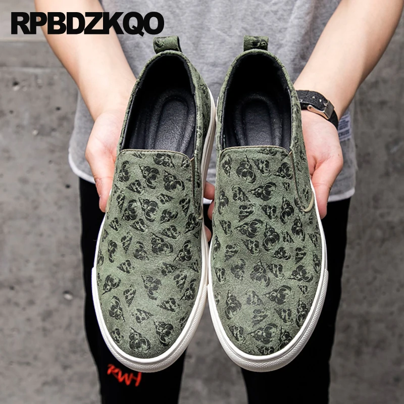 China Shoes Sport Nice Pattern Sneakers Casual Slip On Trainers Men Skate Shallow Suede Athletic Print Flats Nubuck Round Toe