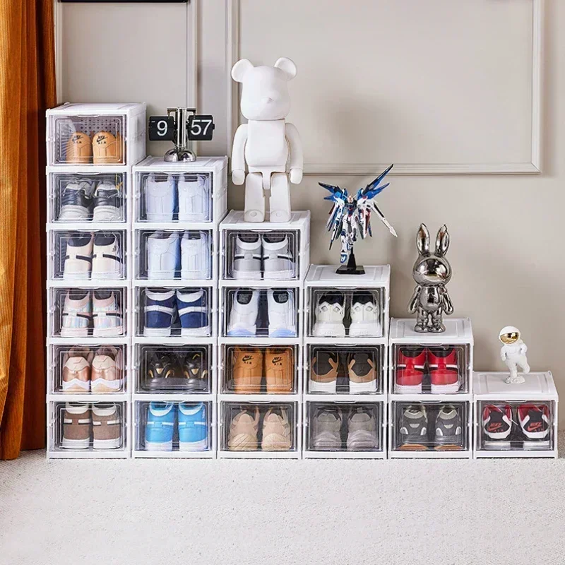 

6 Layers Shoes Box Foldable Transparent Sneaker Shoe Storage Organizers Box Stackable Dustproof High-top Cabinet Shoe Rack Shelf