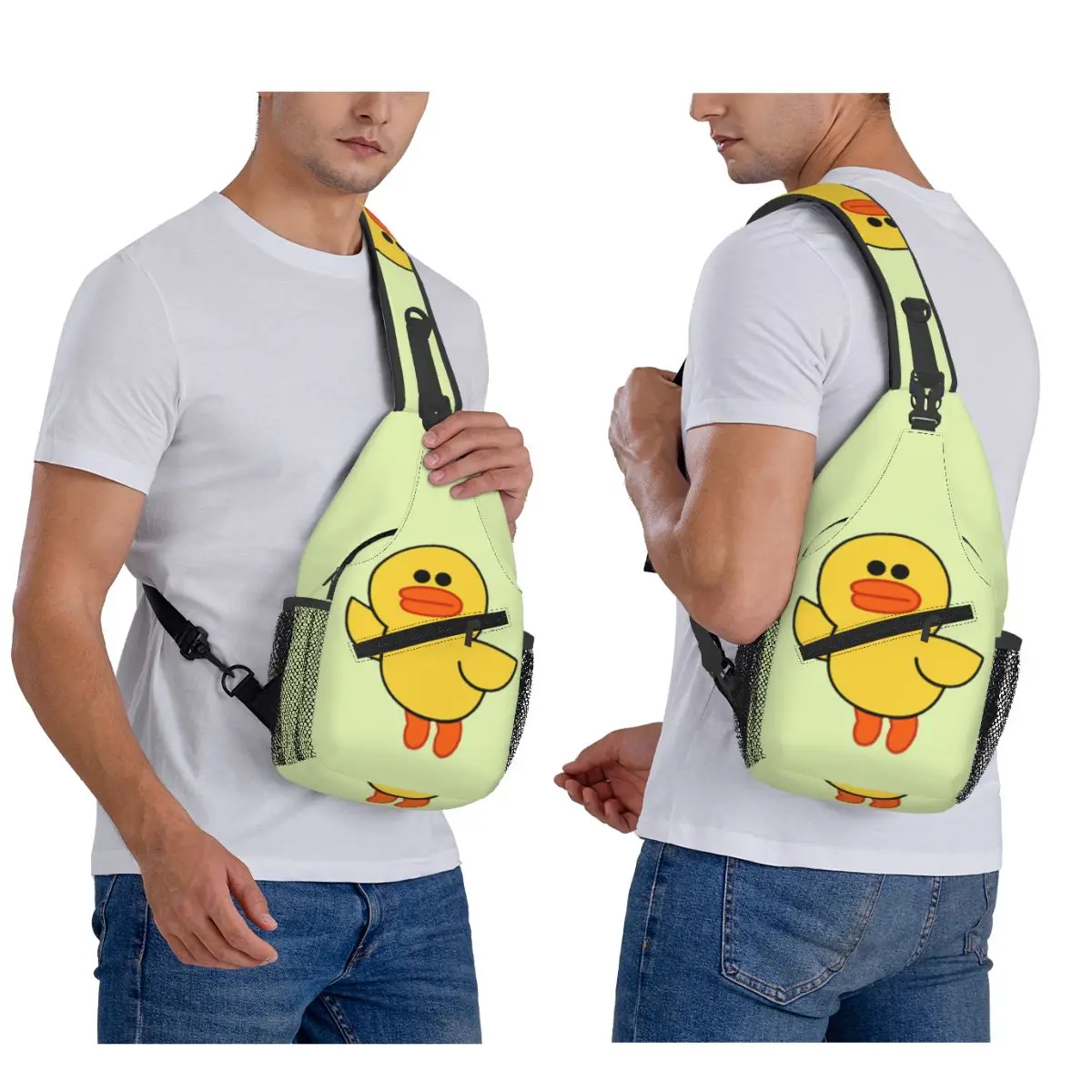 Sally Yellow Chick Line Friends Chest Bag Men Sling Crossbody Backpack Chest Bag Travel Hiking Daypack Shoulder Bag