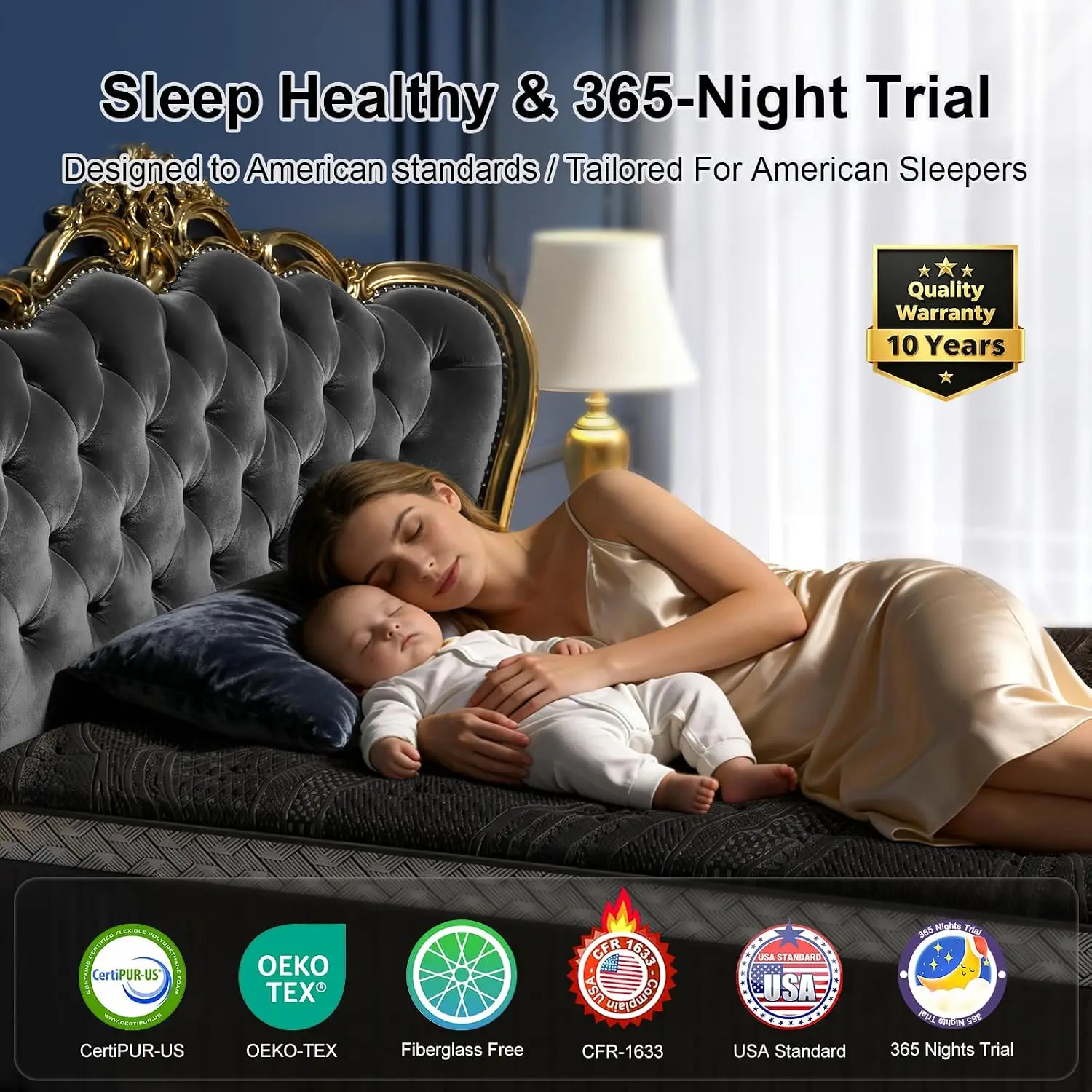 14 Inch Queen Size Mattress, Upgraded Luxury Hybrid Queen Mattress In A Box with 7-Zone Support for Cool Night & Pressure Relief