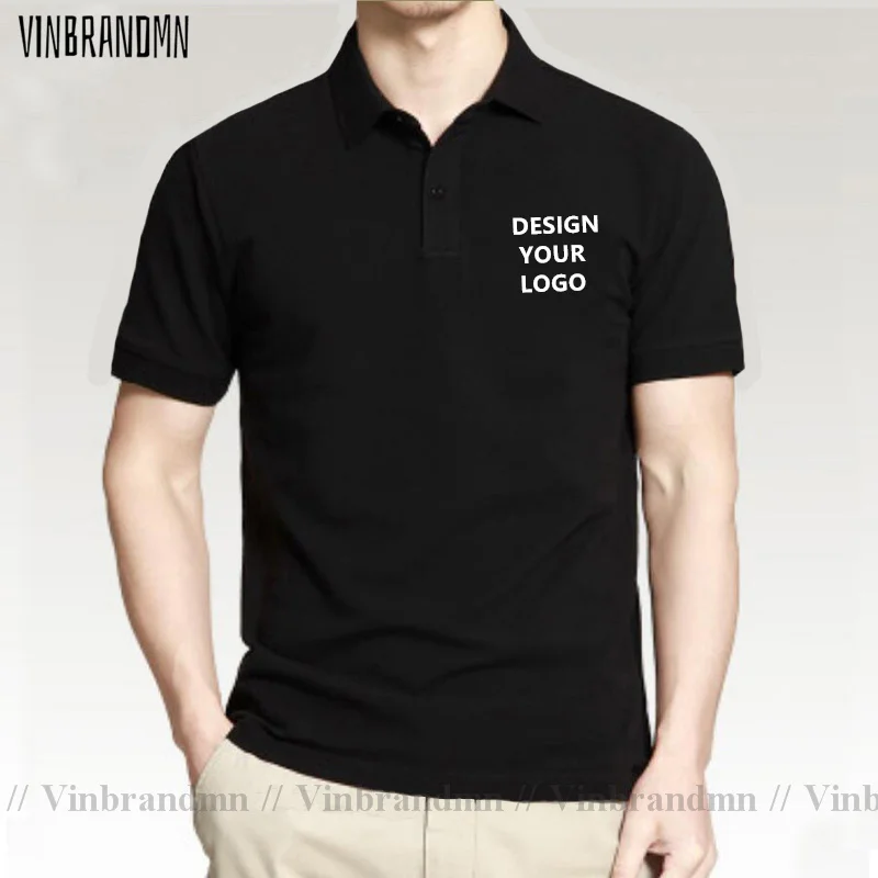 Vinbrandmn Create Your OWN Design Brand Logo Picture Custom Men & Women DIY Cotton Polo shirts Short Sleeve Polo Shirt 10 Colors