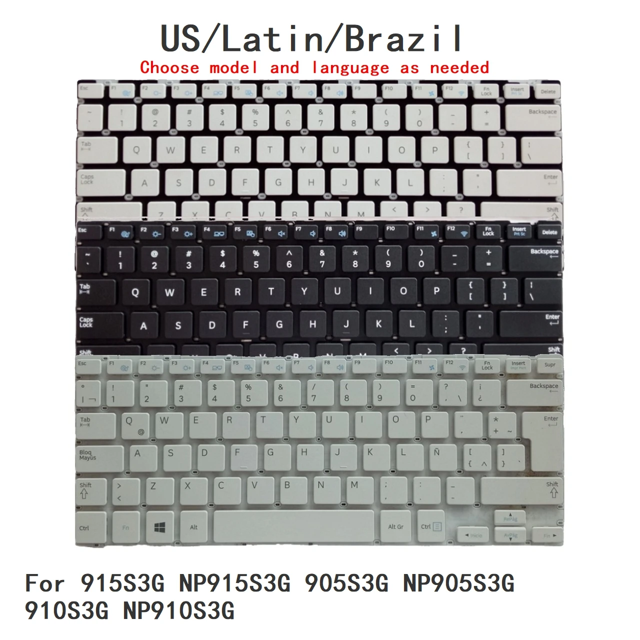 New US Latin Brazil Language  Keyboard For Samsung 915S3G NP915S3G 905S3G NP905S3G 910S3G NP910S3G Replacement Keyboard