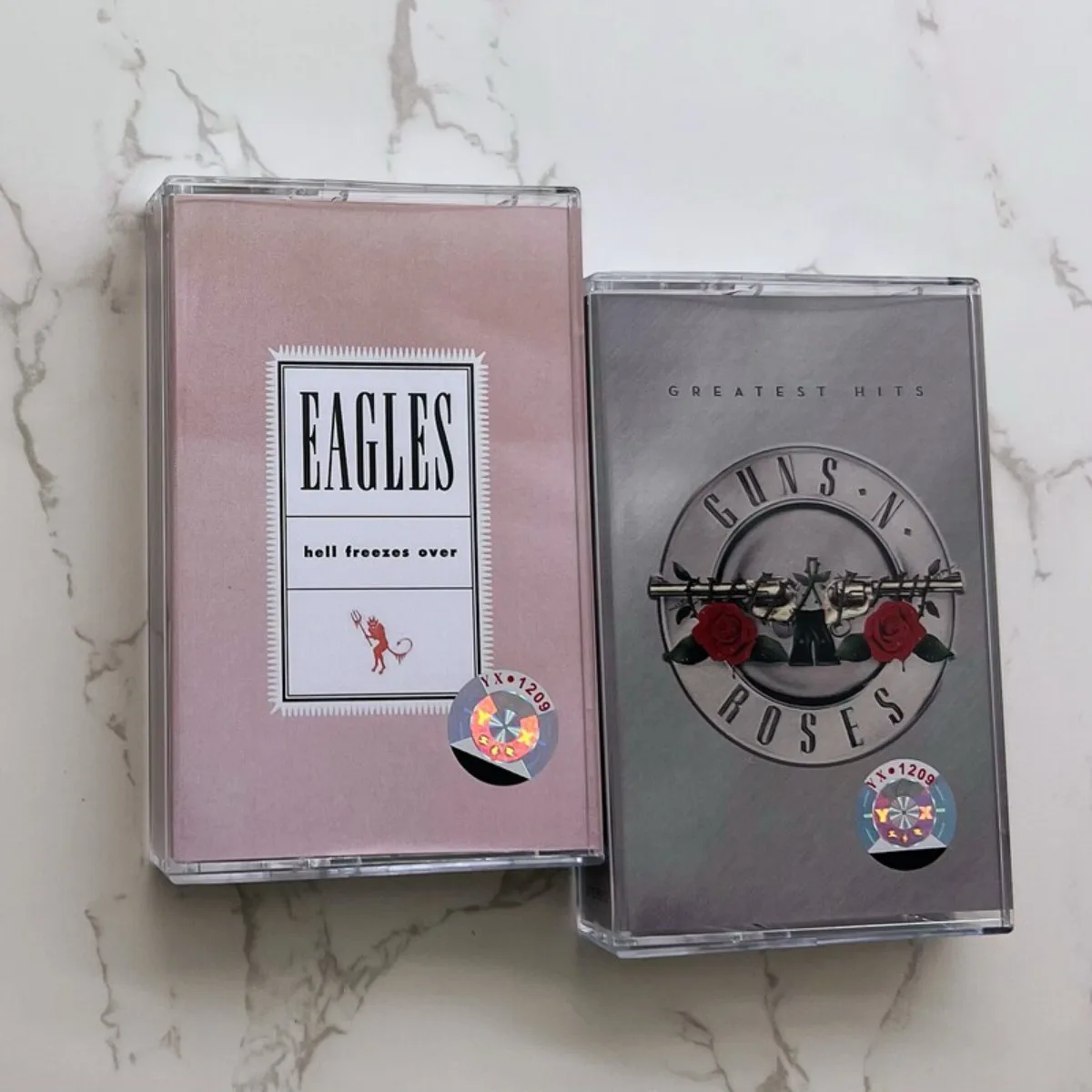 

Eagles & Guns N' Roses Classic Rock Music Cassette Tapes Vintage Western Pop Rock Collection for Music Enthusiasts