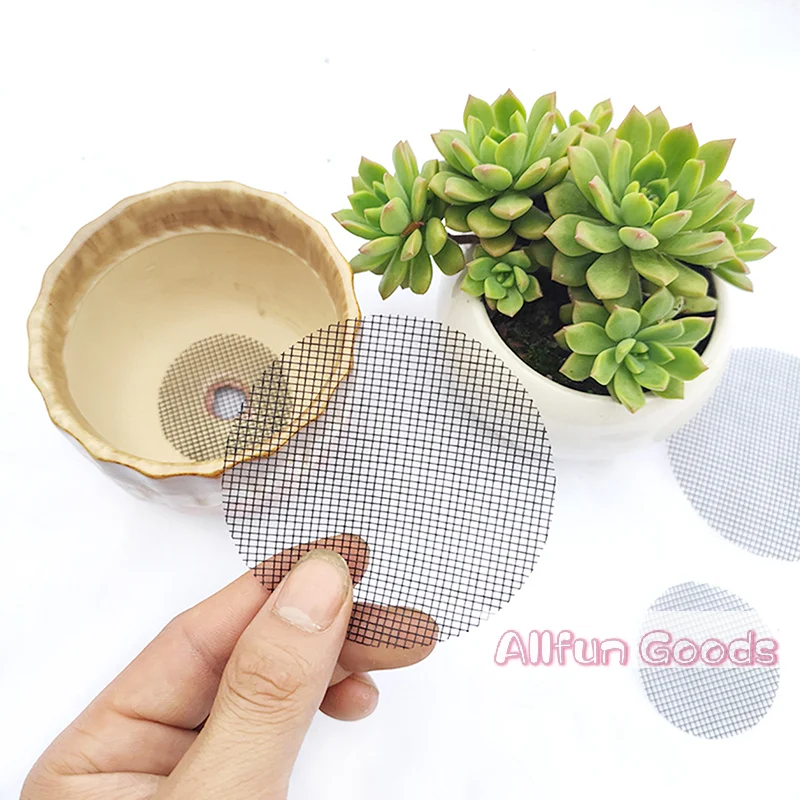 50pcs Pot Hole Mesh Pad Grid Round Drainage Hole Screen For Pot Bottom Prevent Soil Loss Bonsai Flower Plant Gardening Tools