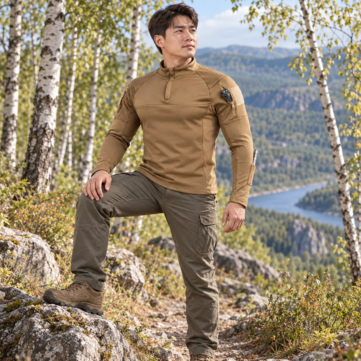 Men Camouflage Tactical Long Sleeve T Shirt Plus Velvet Fleece Lined Thermal Shirts Outdoor Hiking Shooting Combat Training Tops