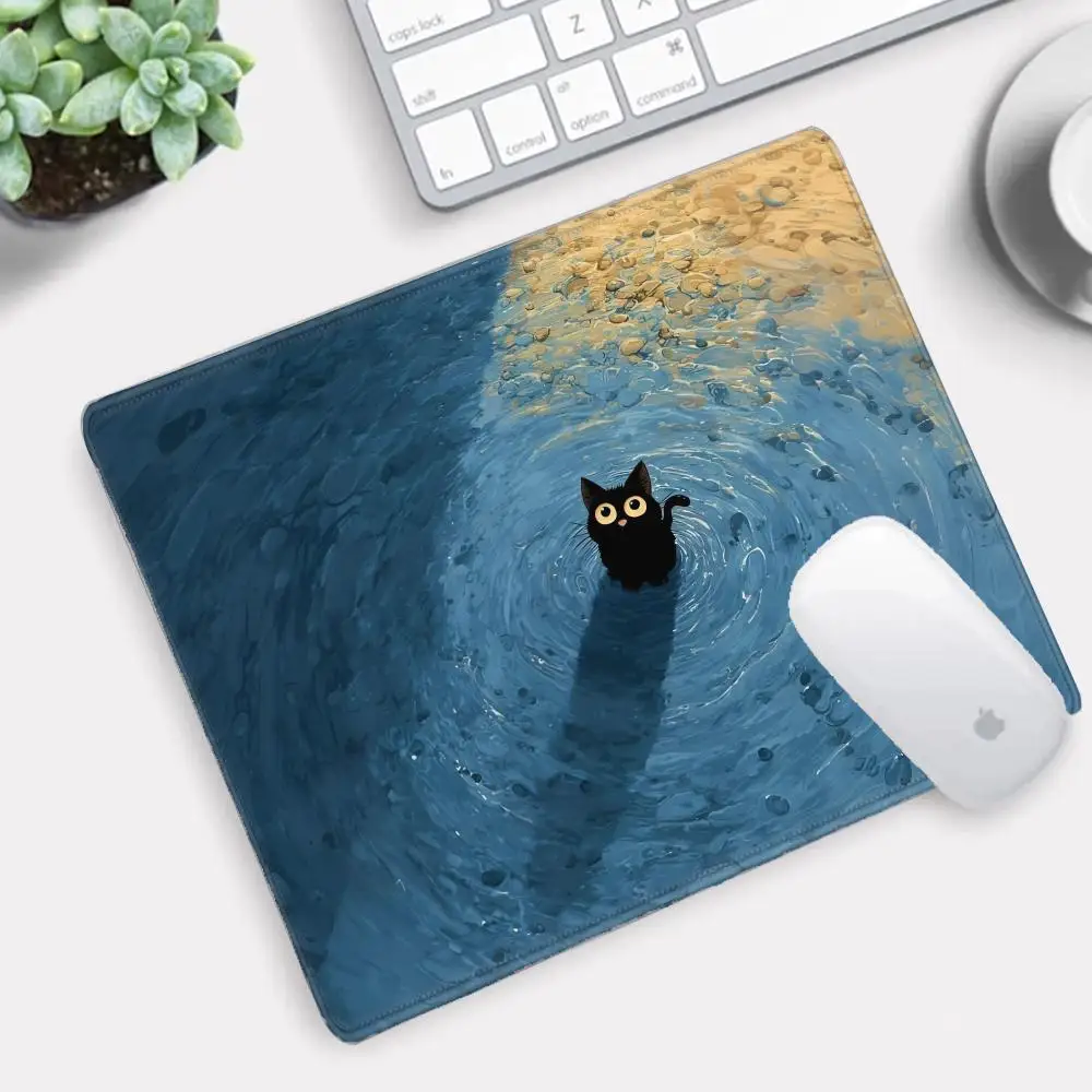 HYBXAXC Anime Kawaii Black Cat Mouse pad Cartoon Desk mat XS Gaming Keyboard Mat Office Decor for PC Mouse Carpet Computer game