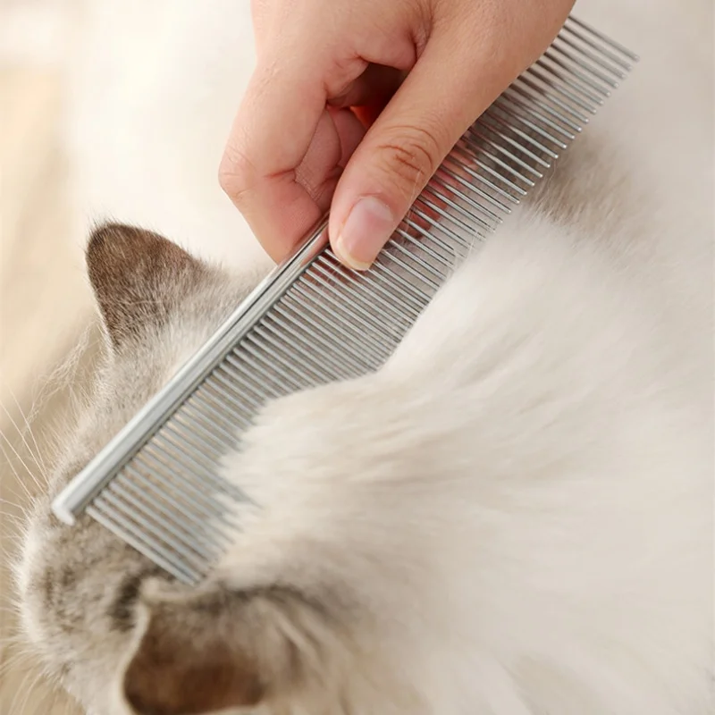 Edelstahl-Tierpflegekamm für Katzen und Hunde - Haarentfernungs- und Massage-Tool in 3 Größen - Essentielles Zubehör zur Tierhaarreinigung – Detail 2