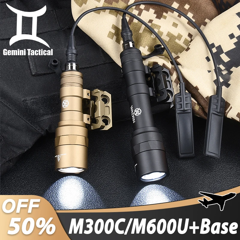 

WADSN Airsoft Surefir M300C SF M600U Scout Flashlight White LED Light Metal Keymod M-LOK Base Fit 20mm Rail Hunting Accessories