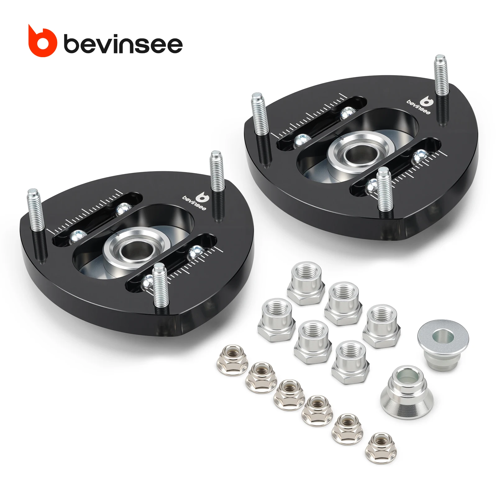 BEVINSEE Adjustable Front Camber Plates without Spring Perch for VW GTI MK7/MK7.5 2.0T GEN3, for Audi A3 8V 1.8T/2.0T Gen3