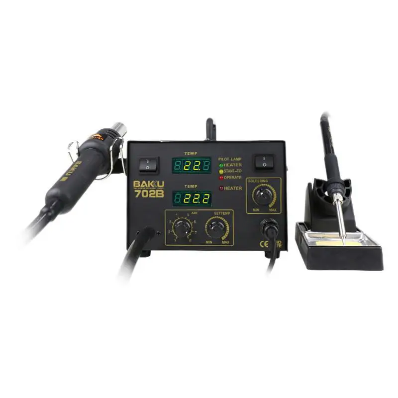 Baku BK-702B 2 in 1 hot air gun electric soldering iron dual digital display anti-static soldering station constant temperature