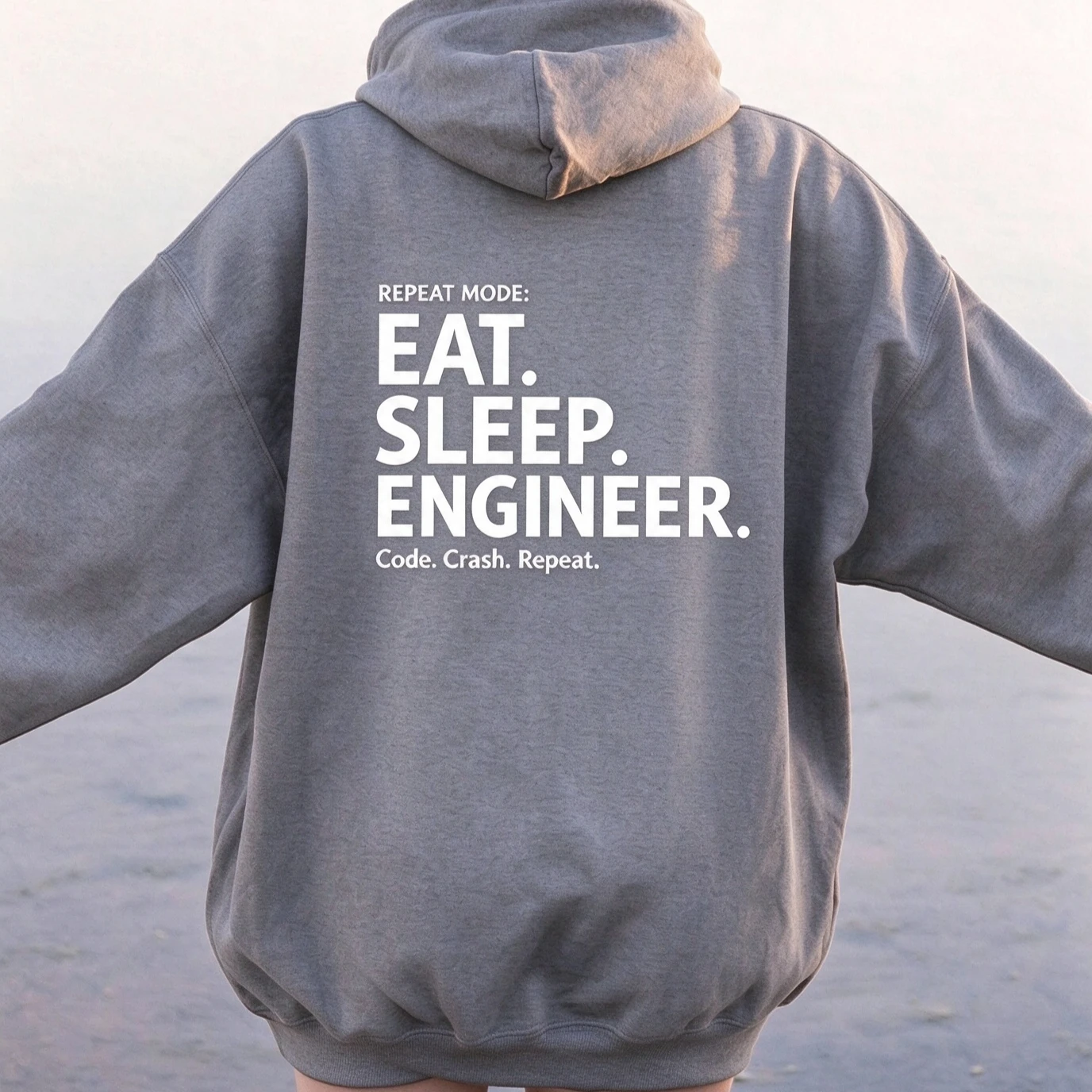 Eat Sleep Engineer Hoodie Funny Sweatshirt Engineering Student Gift Code Crash Repeat Shirt Tech Humor Programmer Unisex STEM