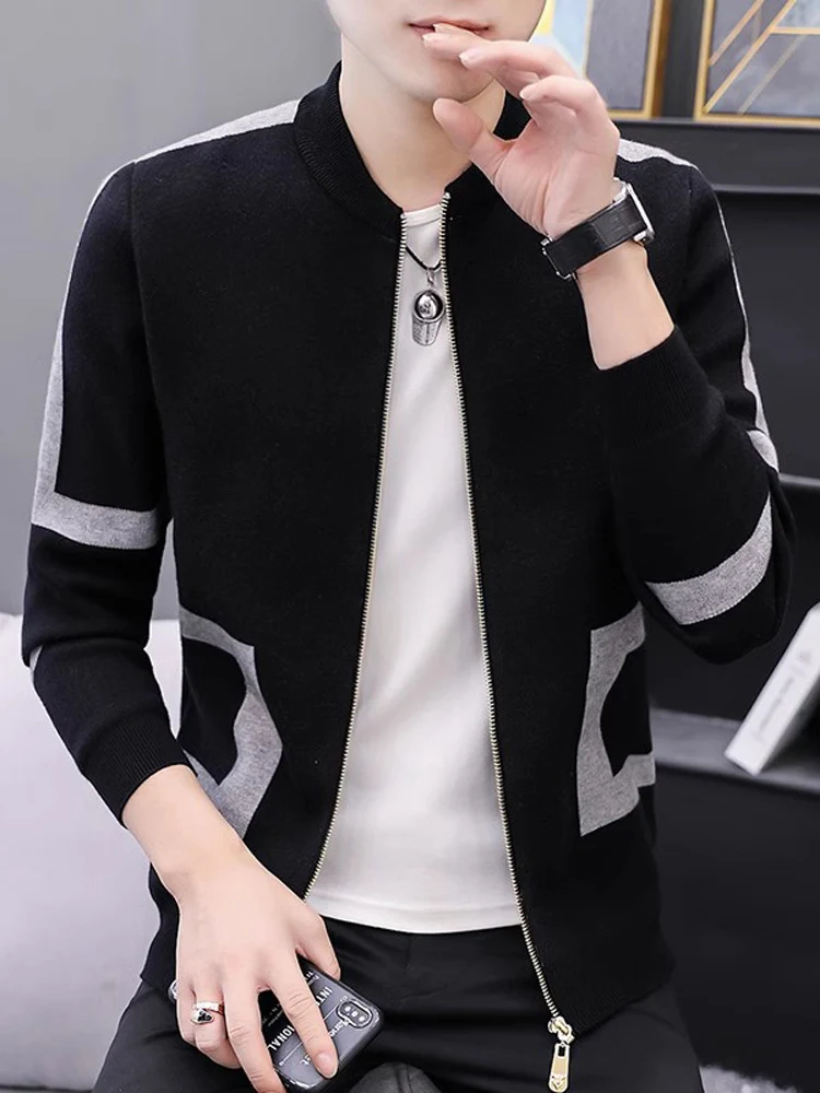 

Мужской вязаный открытый кардиган Jaet на молнии, цветной дизайн с буквами, осень-весна, модный полиэстер, длинный све irt