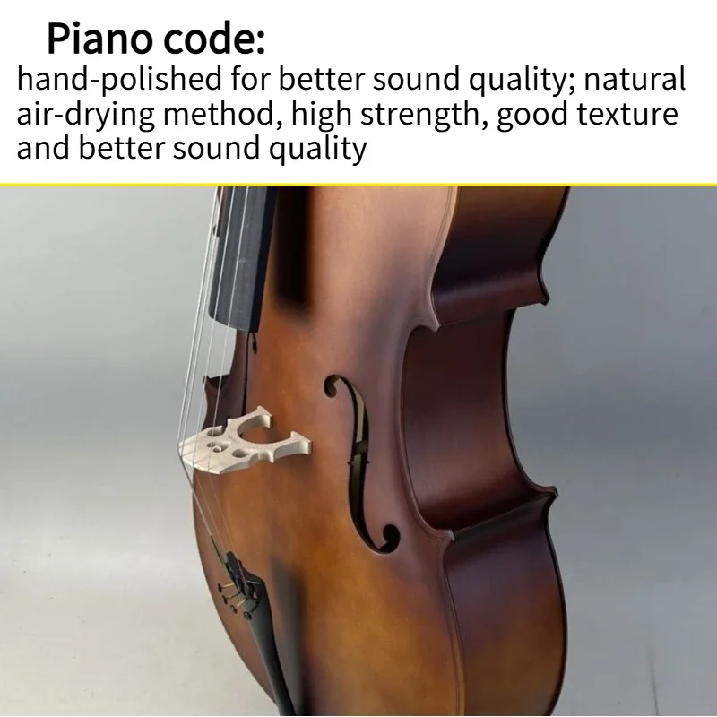 2026 New Excellent Sound Quality Matte Cello with Beginner Practice String Instrument - Entry-Level Handcrafted for Learning