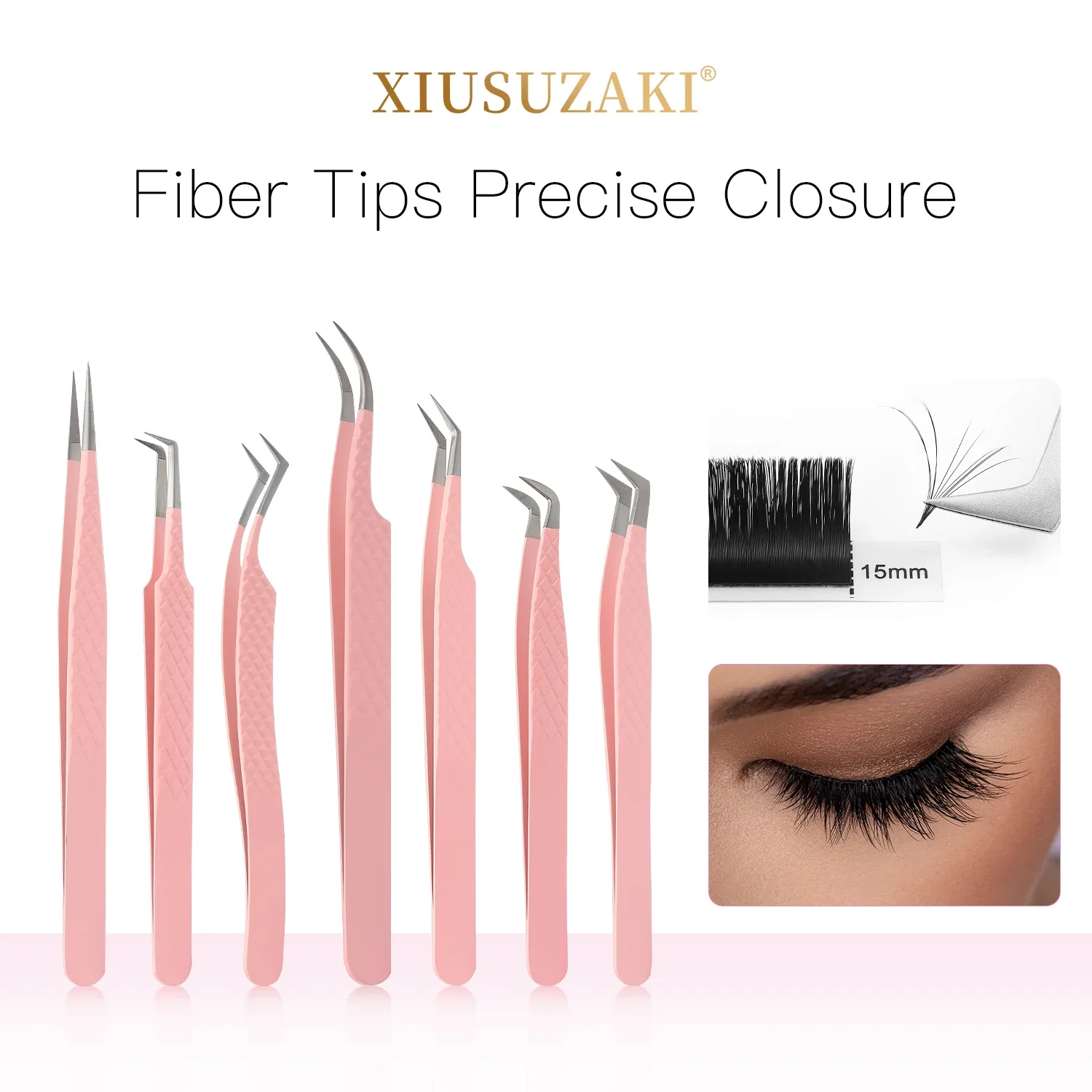 XIUSUZAKI High Precision Fiber Tip Tweezers for Eyelash Extensions Mega Volume Mink Lashes False Eyelashes Makeup Tools Supplier