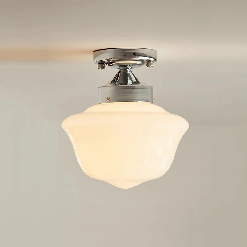 

Vintage milk glass pendant light creative mid century ceiling light for Bedroom Living Room Dining semi flush mount lighting