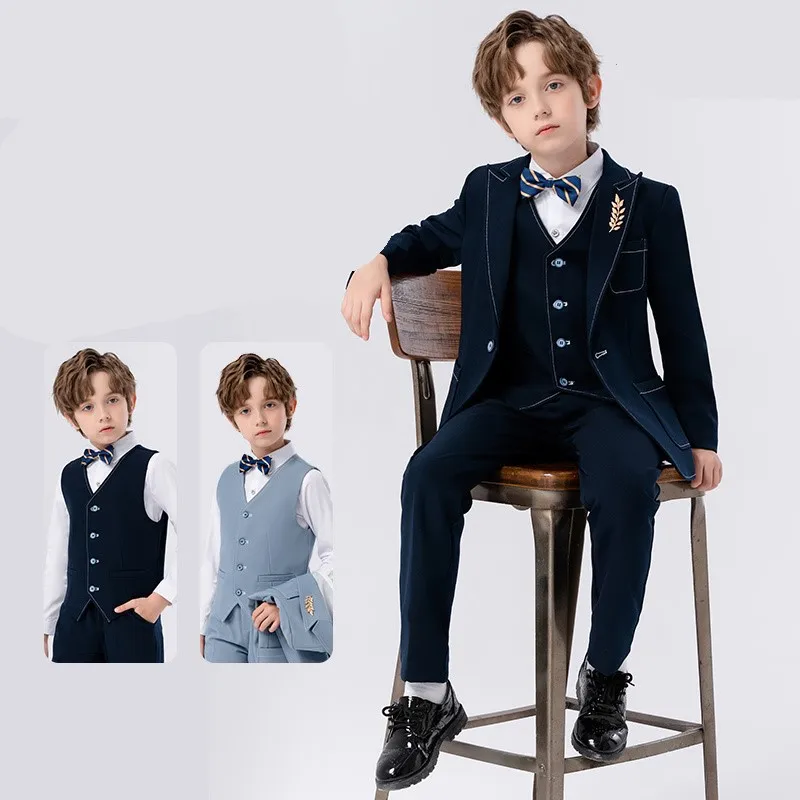 2026 New Children's Blazer 5-Piece/6-Piece Set Creative Simple Gentleman Boy Long Sleeve Piano Host Performance Clothing LI777