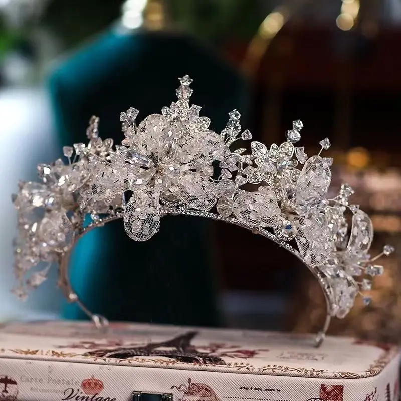 Princesa Tiaras para Mulheres, Bandanas De Casamento, Roupa De Noivado, Coroas De Noiva, Forma De Flor Headpiece Acessórios