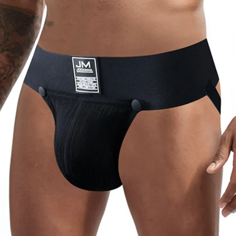 Jockmading-ropa interior sexy gay para hombre, tanga de malla, suspensorio desmontable sin botones, nuevo