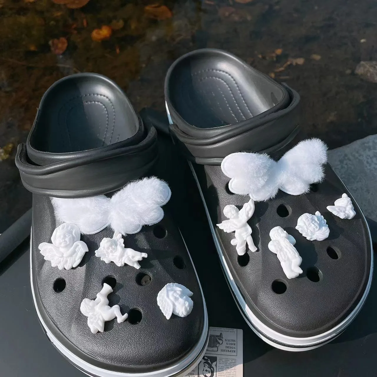 Angel Wings Series Charms for Crocs Vintage Shoe Accessories Elegant Adornment for Clogs Sandals Beautiful Kids Boys Girls Gifts