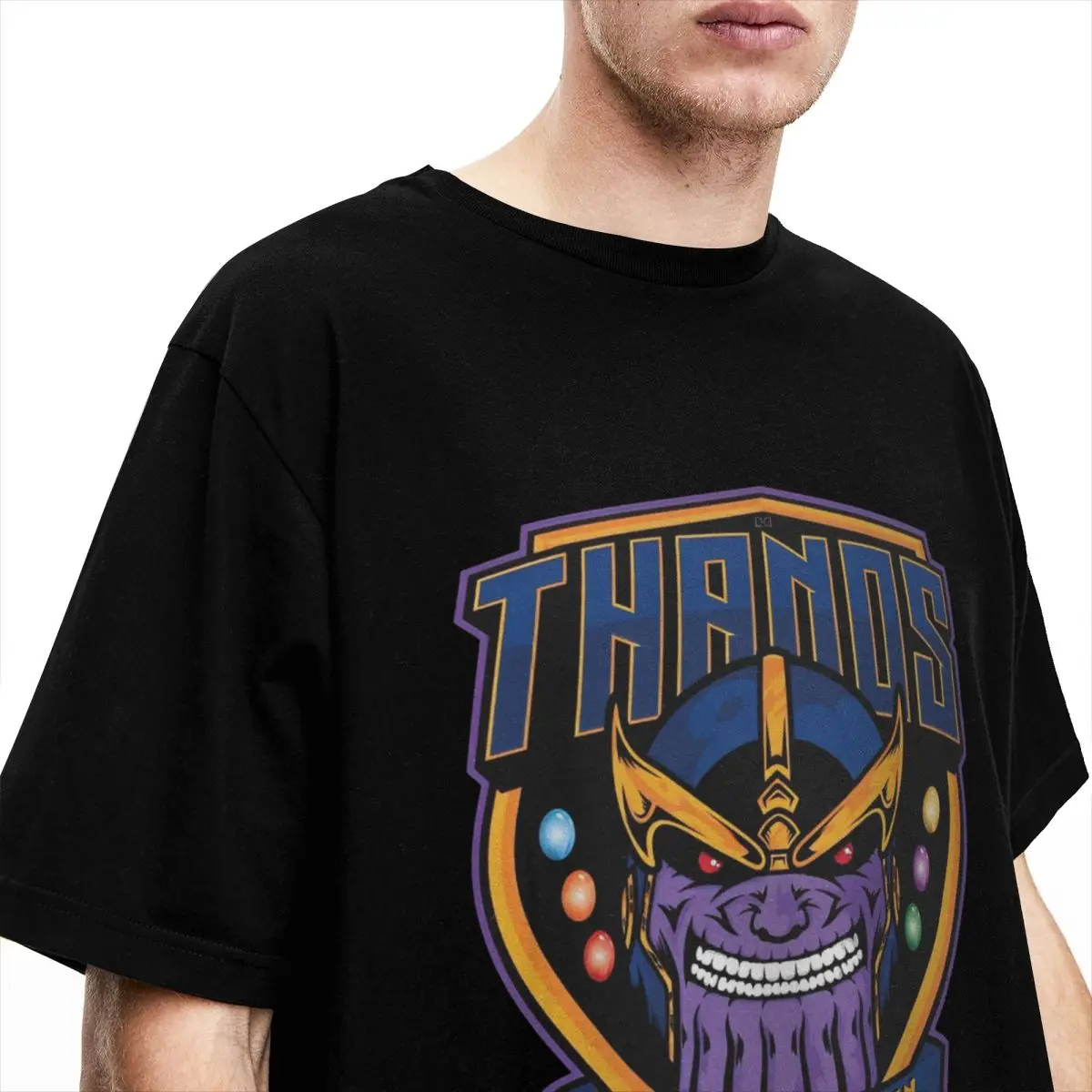 T-shirt con stampa Marvel Thanos T-shirt cool alla moda T-shirt a maniche corte fantastiche T-shirt estive in cotone con o-collo taglie forti